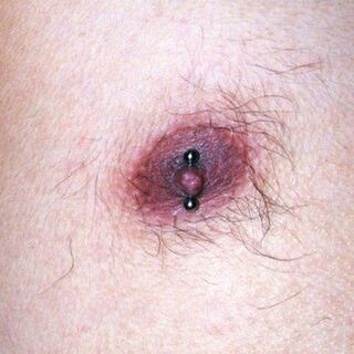 12g (2mm) Vertical Nipple Piercing