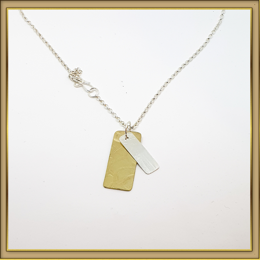 Brass Silver Dogtag Neckalce